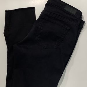 Women’s AG Adriano Goldschmied Stevie Slim Straight Cuff Jeans in Black 28/25.